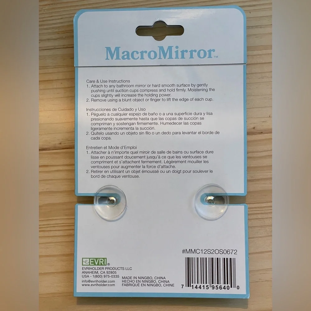 12x Magnifying Chrome Plated Mirror with Suction Cups
